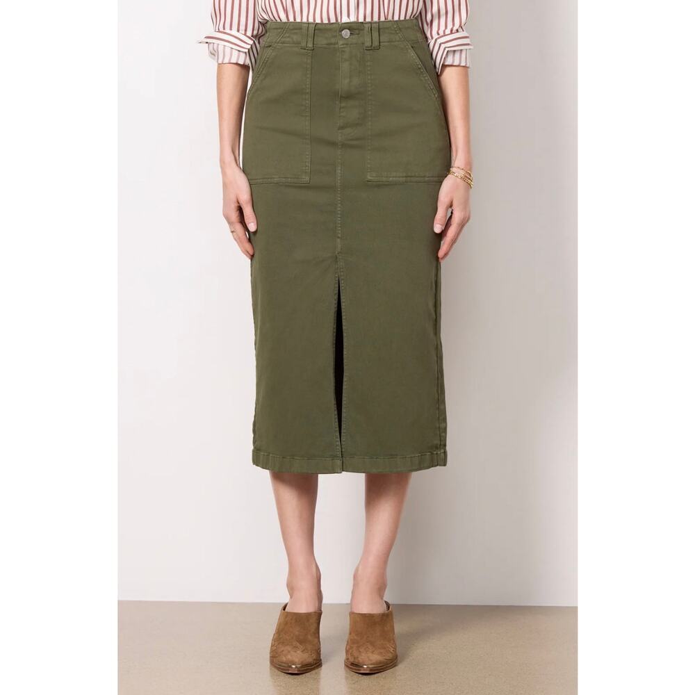 Sanctuary Olive Utility Midi Skirt Front Slit Cargo Style NWT 27